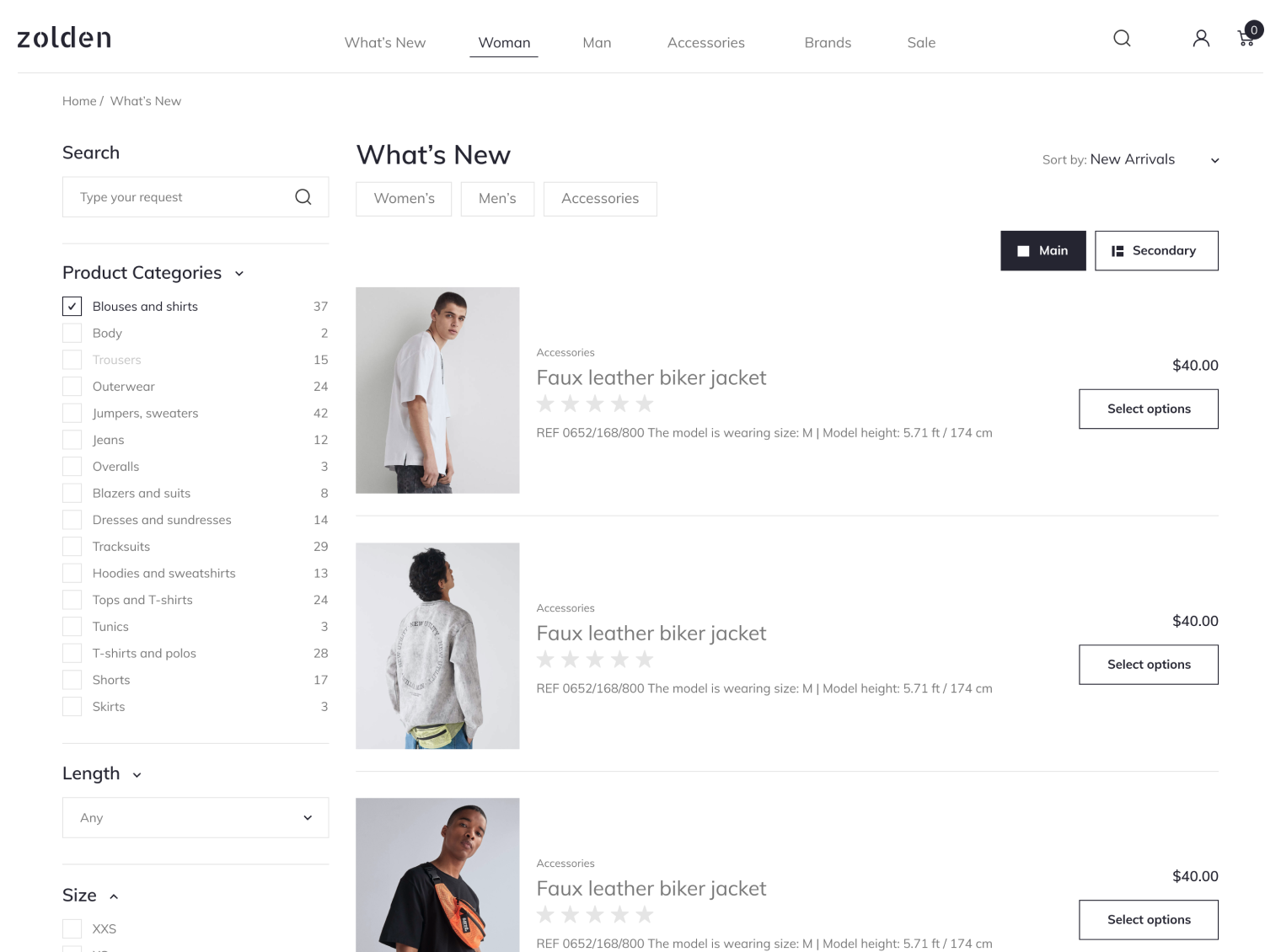 E-commerce Website Design - Product Catalogue
