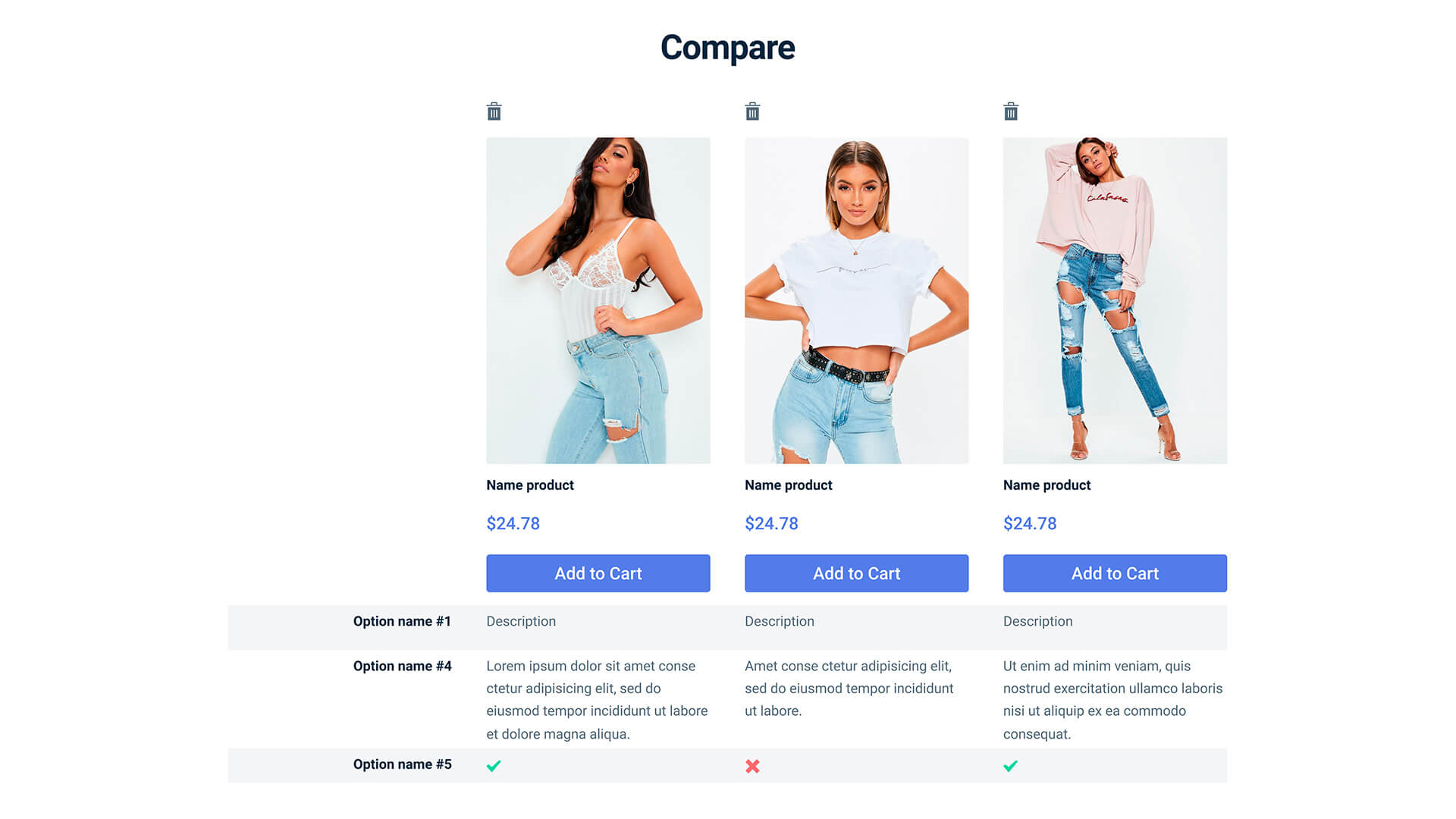 E-commerce Website Design - Product Comparison